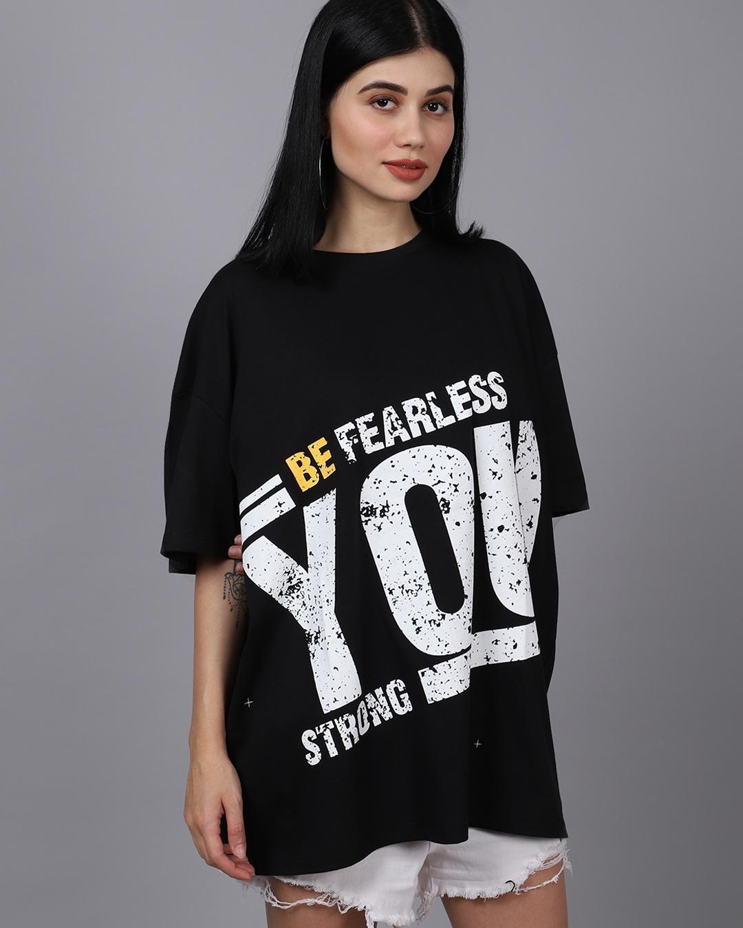 Shop Women's Black You Typography Oversized T-shirt-Back