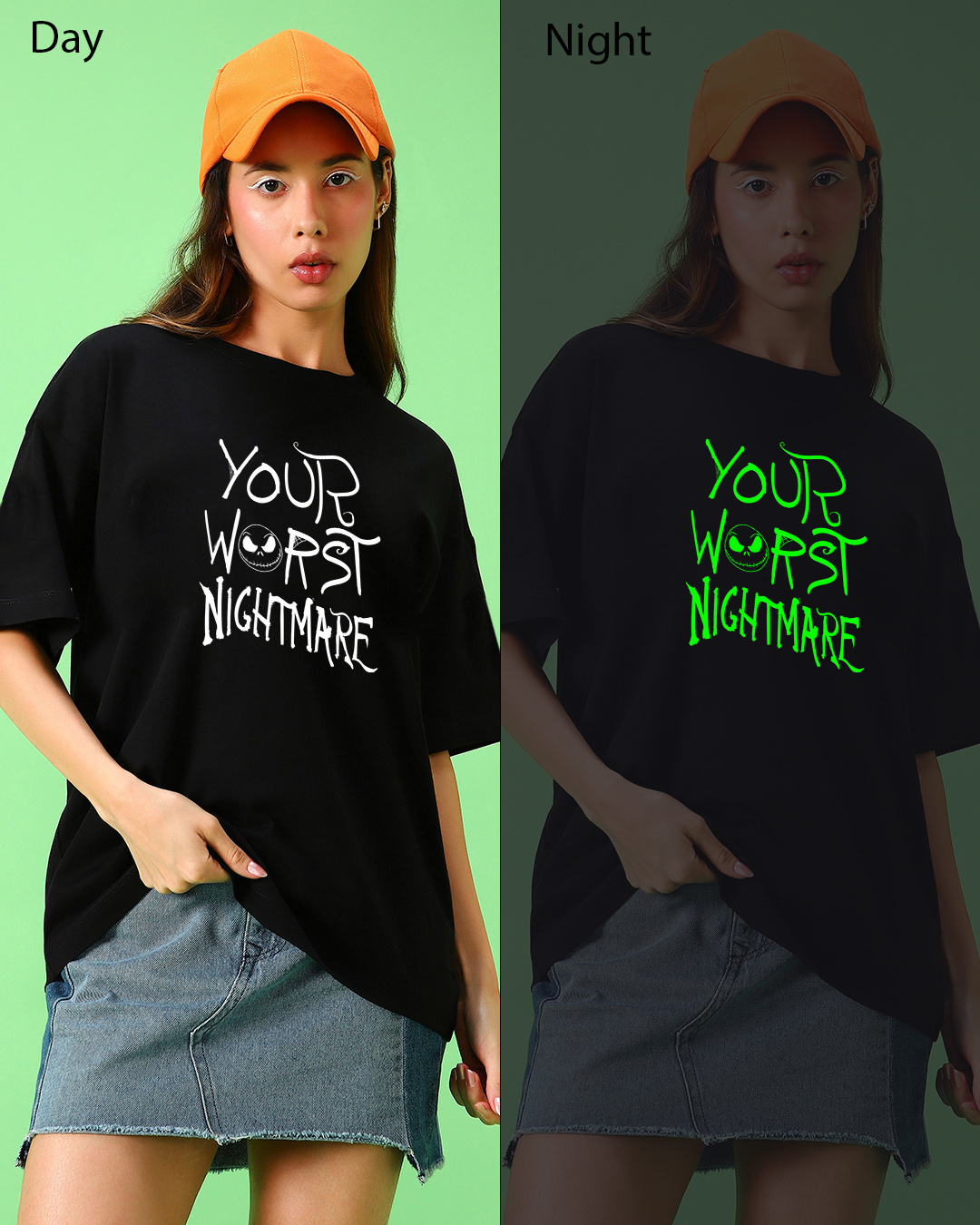 Shop Women's Black Your Worst Nightmare Graphic Printed Oversized T-shirt-Back