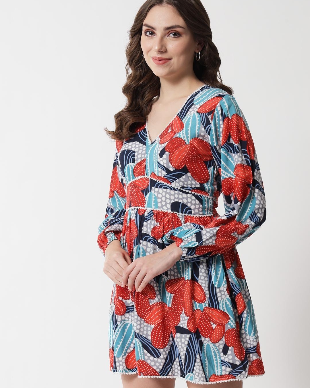 Shop Women's Blue Abstract Printed Dress-Back