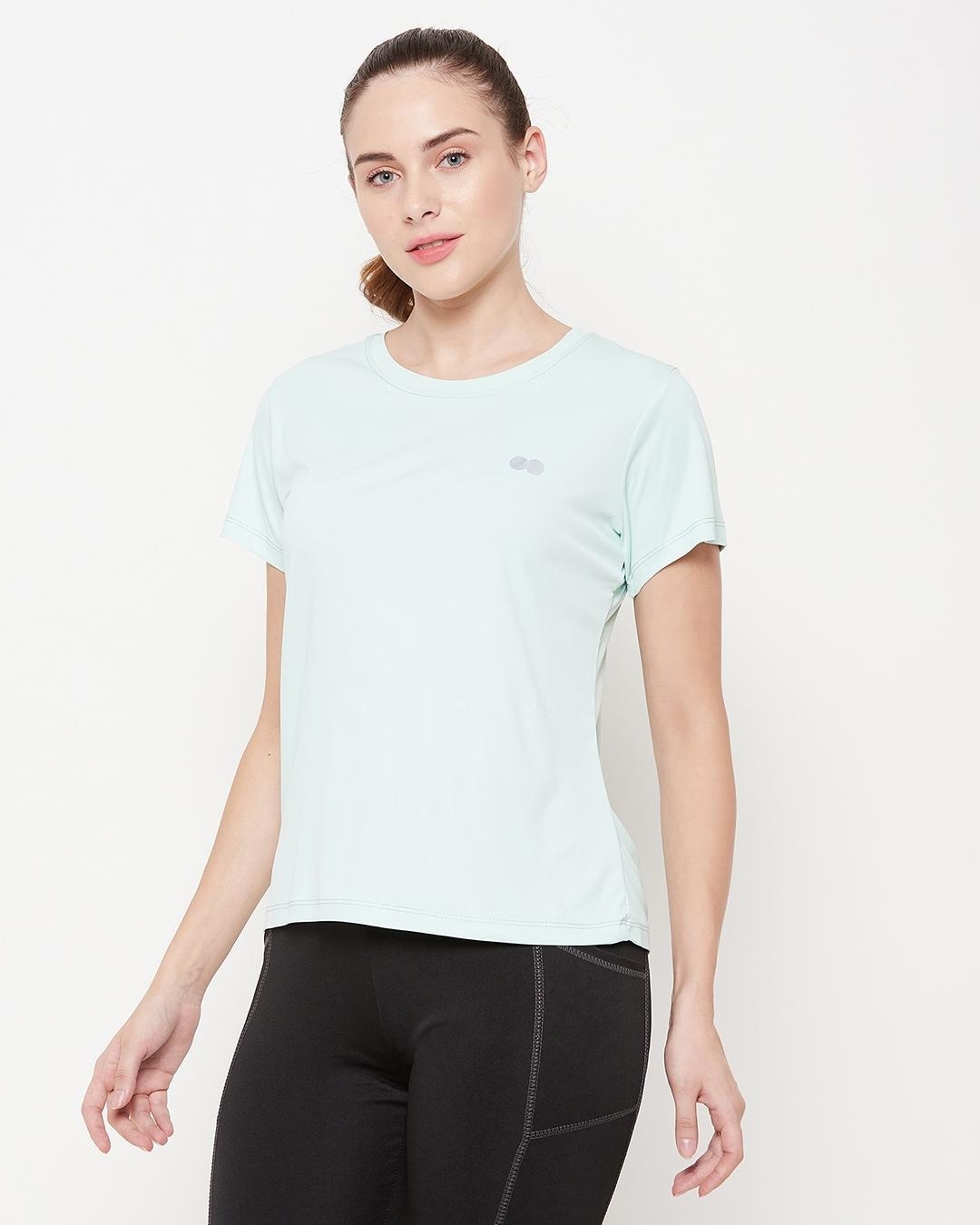 Shop Women's Blue Active Wear Slim Fit T-shirt-Back