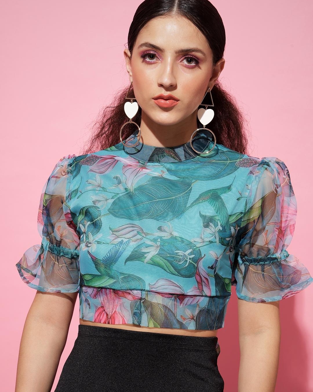 Buy Womens Blue All Over Floral Printed Crop Top Online At Bewakoof