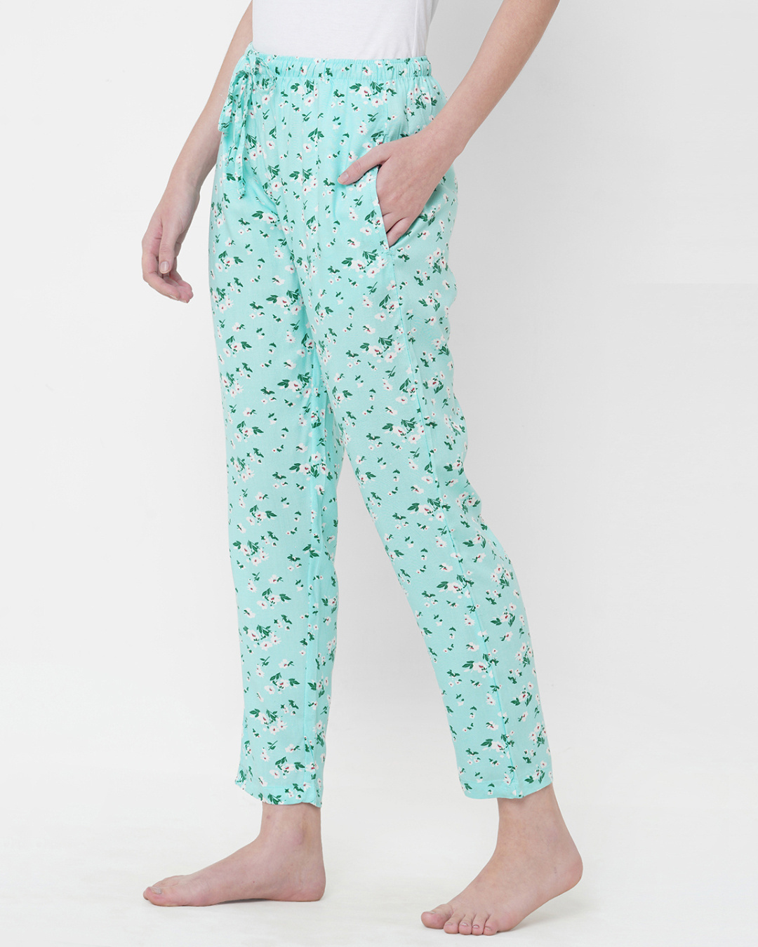 Shop Women's Blue All Over Floral Printed Lounge Pants-Back