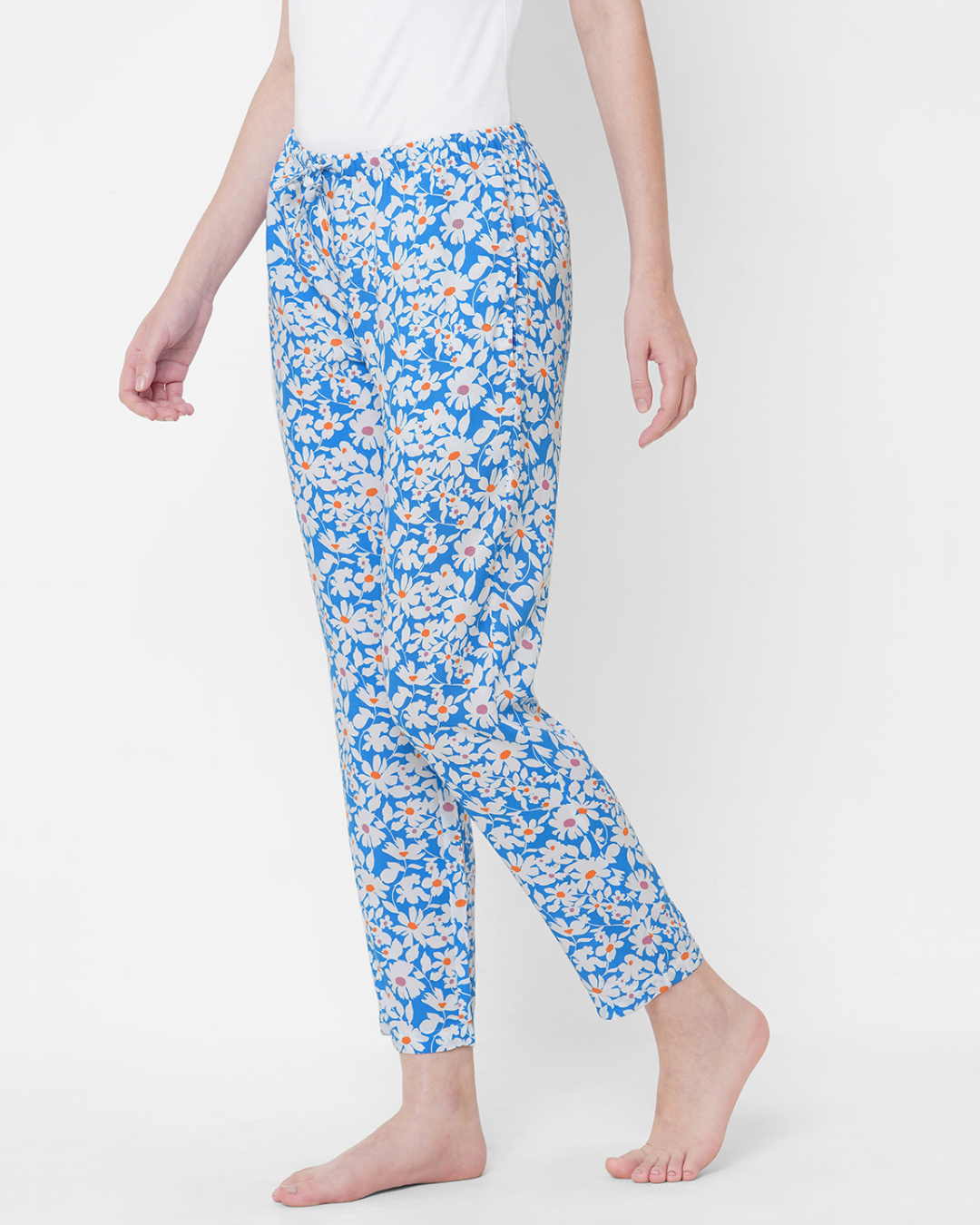 Shop Women's Blue All Over Floral Printed Lounge Pants-Back