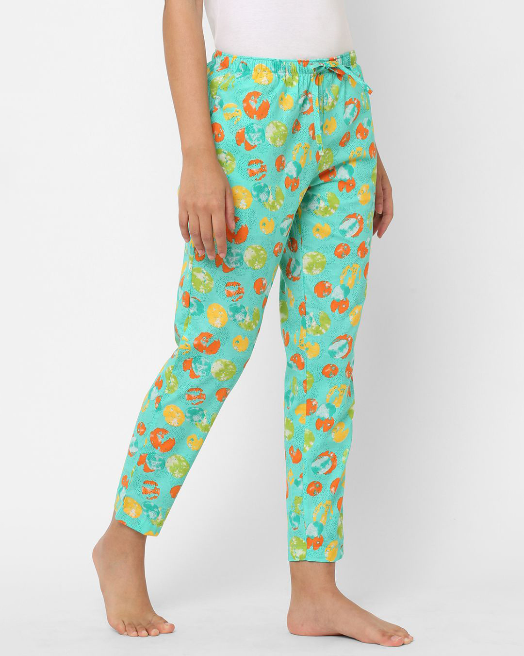 Shop Women's Blue All Over Printed Cotton Lounge Pants-Back