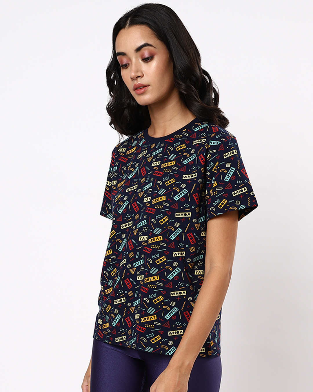 Shop Women's Blue All Over Printed T-shirt-Back