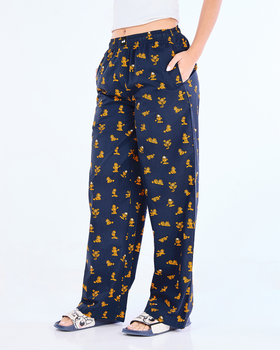 Shop Women's Blue All Over Printed Wide Leg Pyjamas-Back