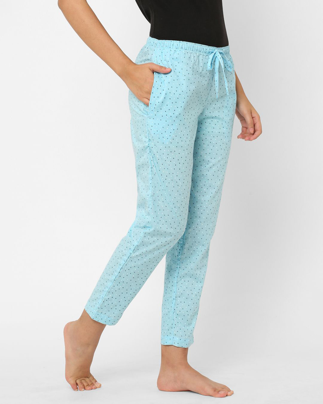 Shop Women's Blue All Over Stars Printed Cotton Lounge Pants-Back