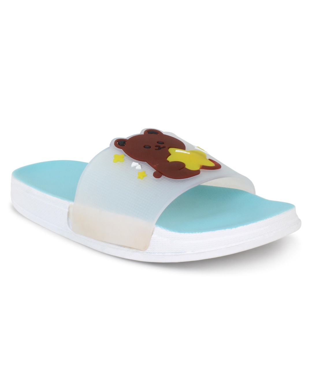 Shop Women's Blue Bear Printed Sliders-Back