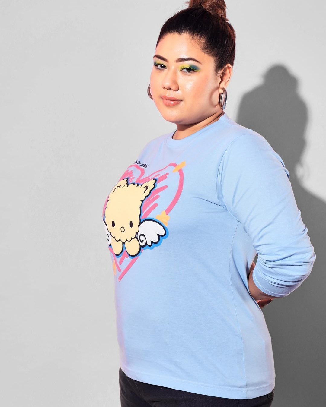Shop Women's Blue Bless This Mess Printed Plus Size T-shirt-Back