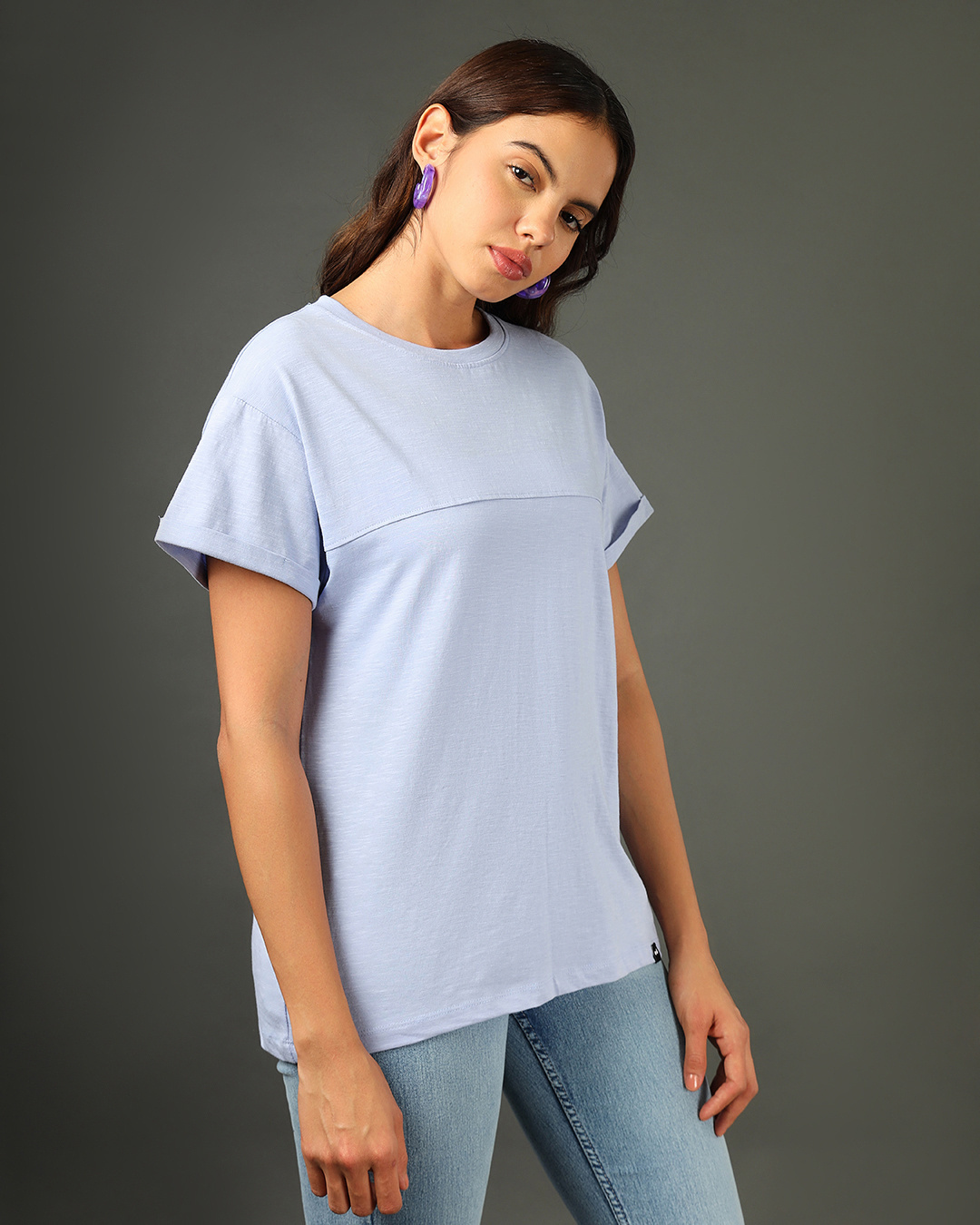 Shop Women's Blue Boyfriend T-shirt-Back