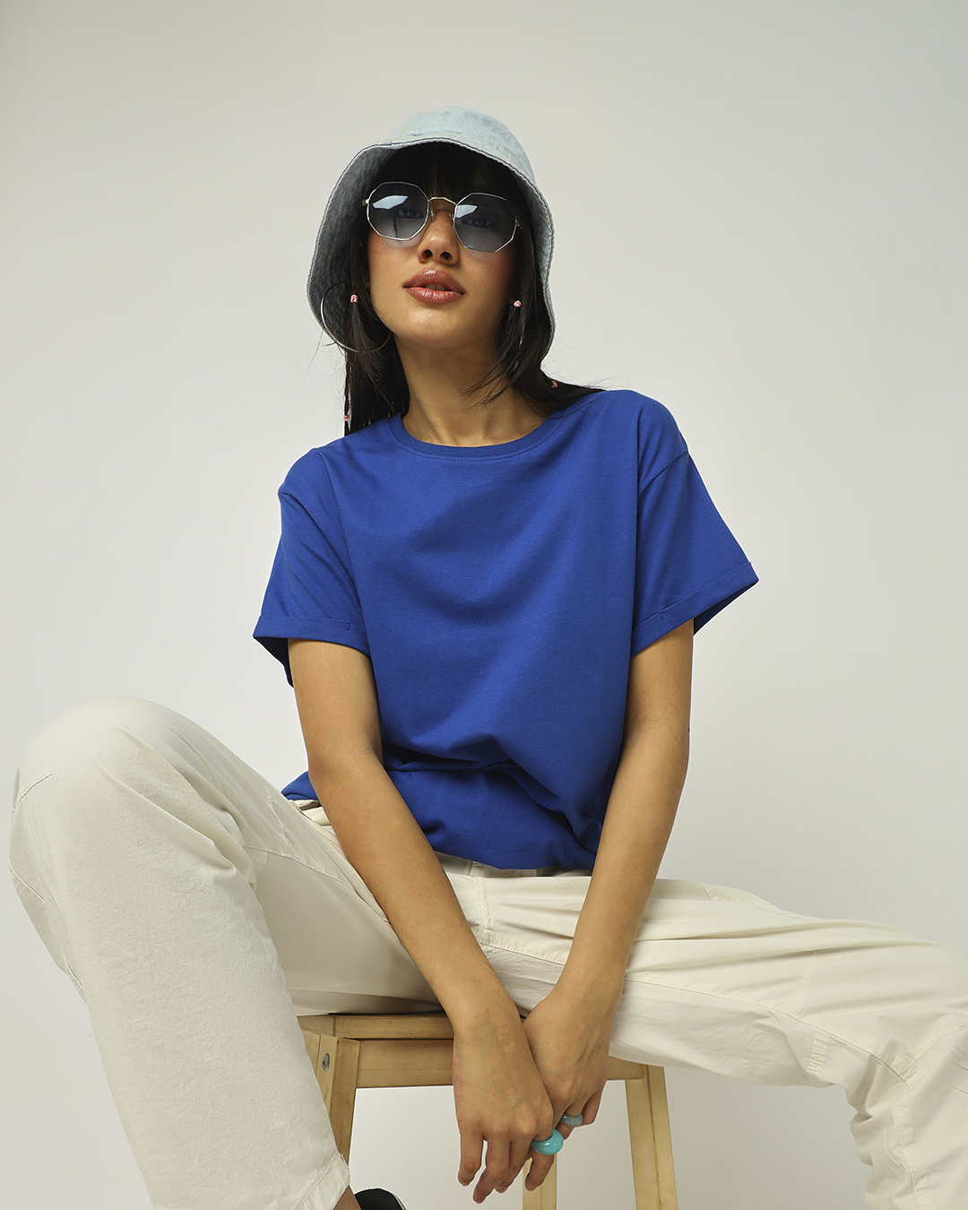 Buy Women's Blue Boyfriend T-shirt Online at Bewakoof
