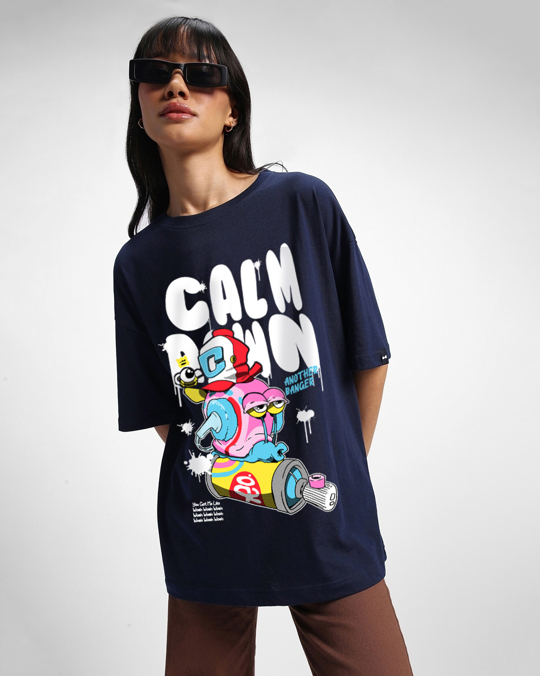 Buy Women's Blue Calm Down Graphic Printed Oversized T-shirt Online at  Bewakoof