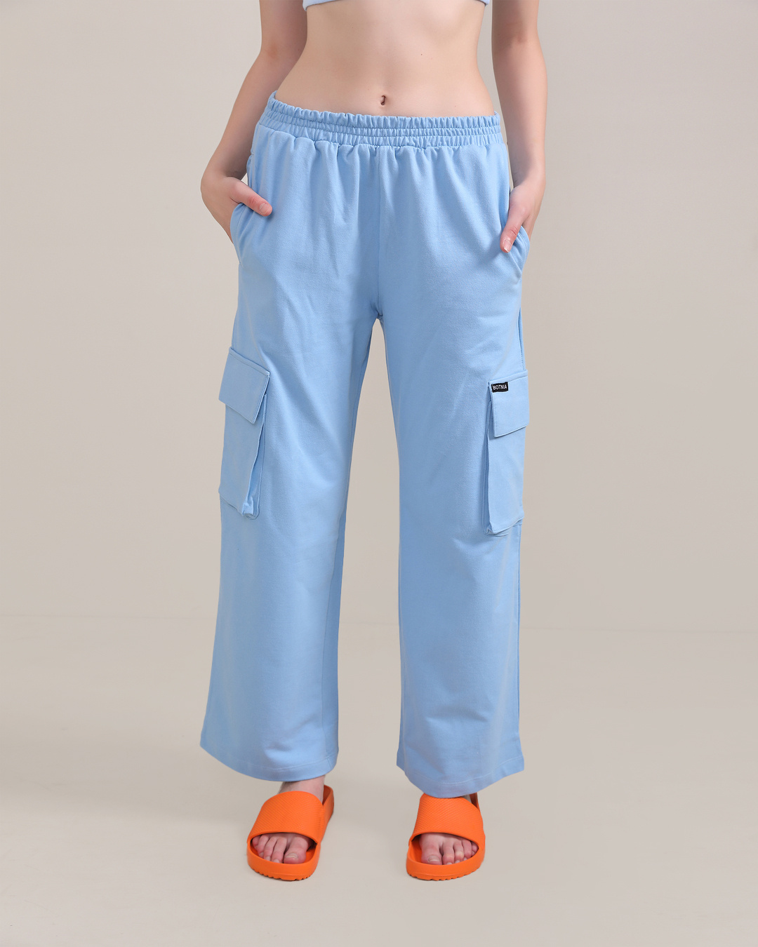 Shop Women's Blue Cargo Track Pants-Back