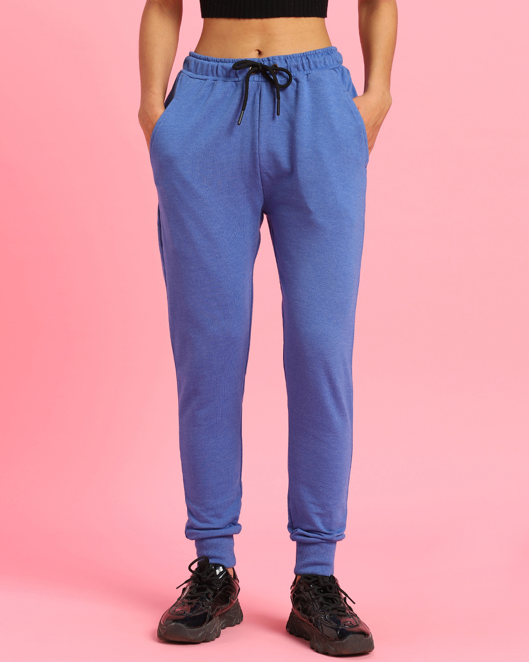 Shop Women's Blue Casual Slim Fit Joggers-Back