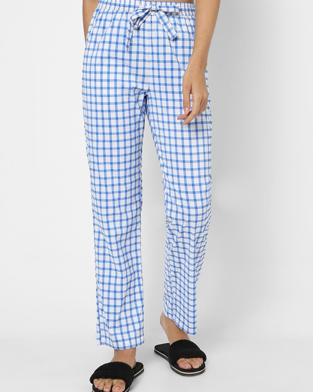 Buy Women's Blue Checked Pyjamas Online in India at Bewakoof