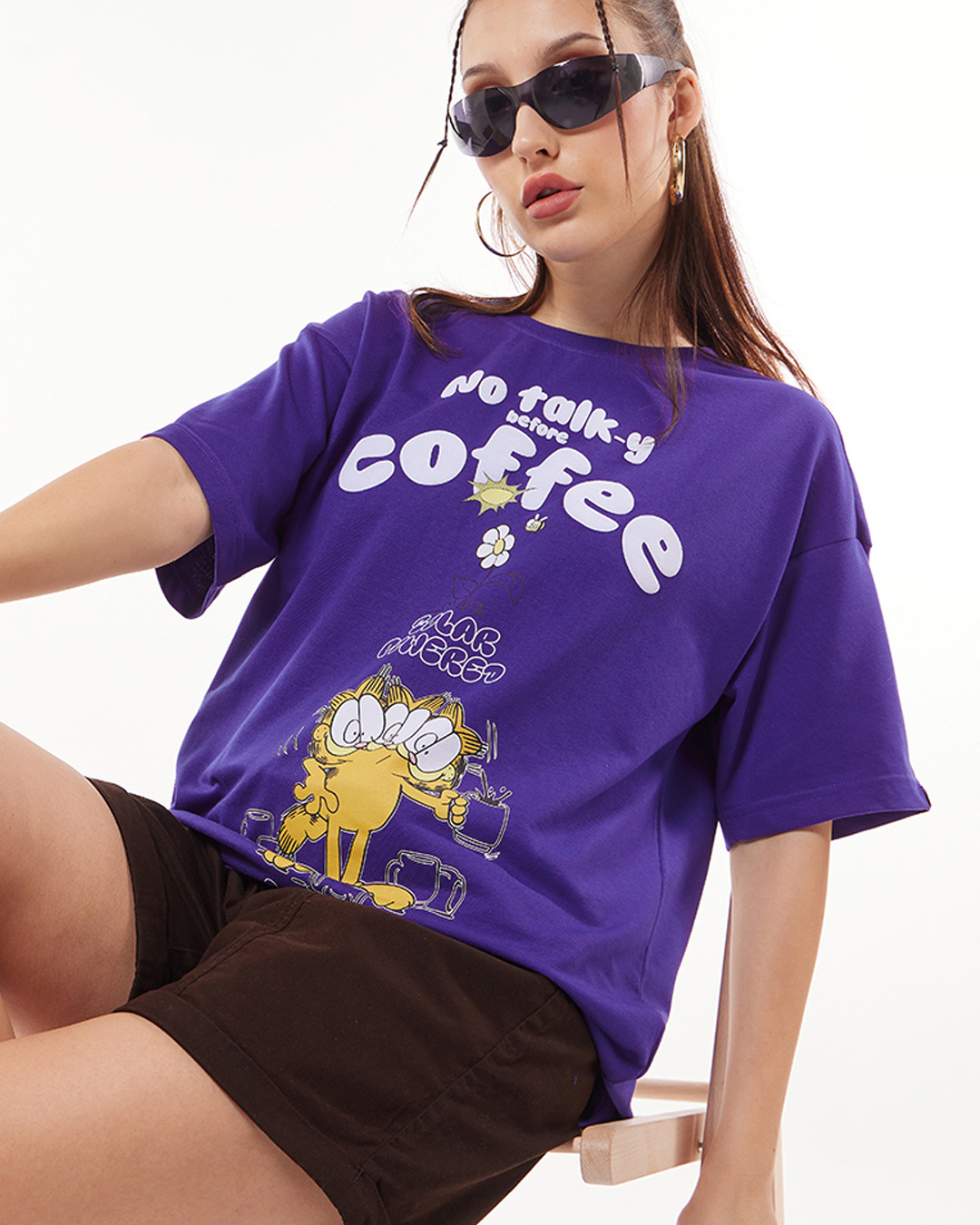 Buy Women's Blue Coffee Lover Graphic Printed Oversized T-shirt Online ...