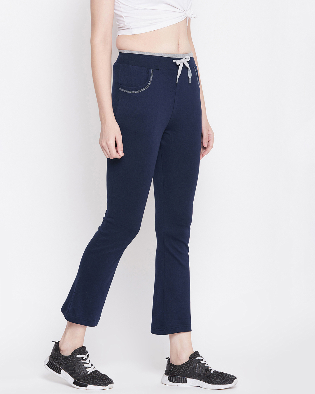 Shop Women's Blue Cotton Track Pants-Back