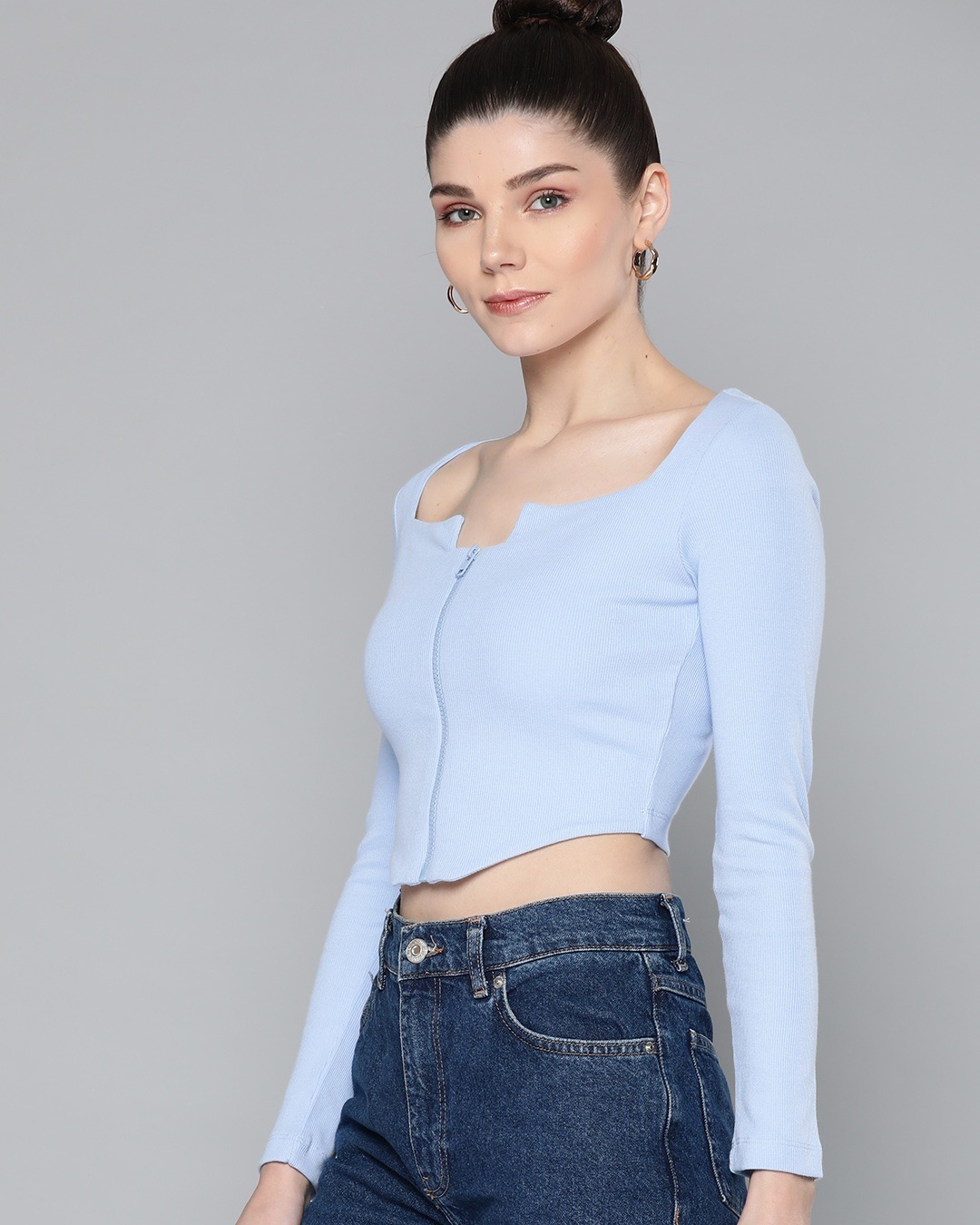 Shop Women's Blue Crop Top-Back