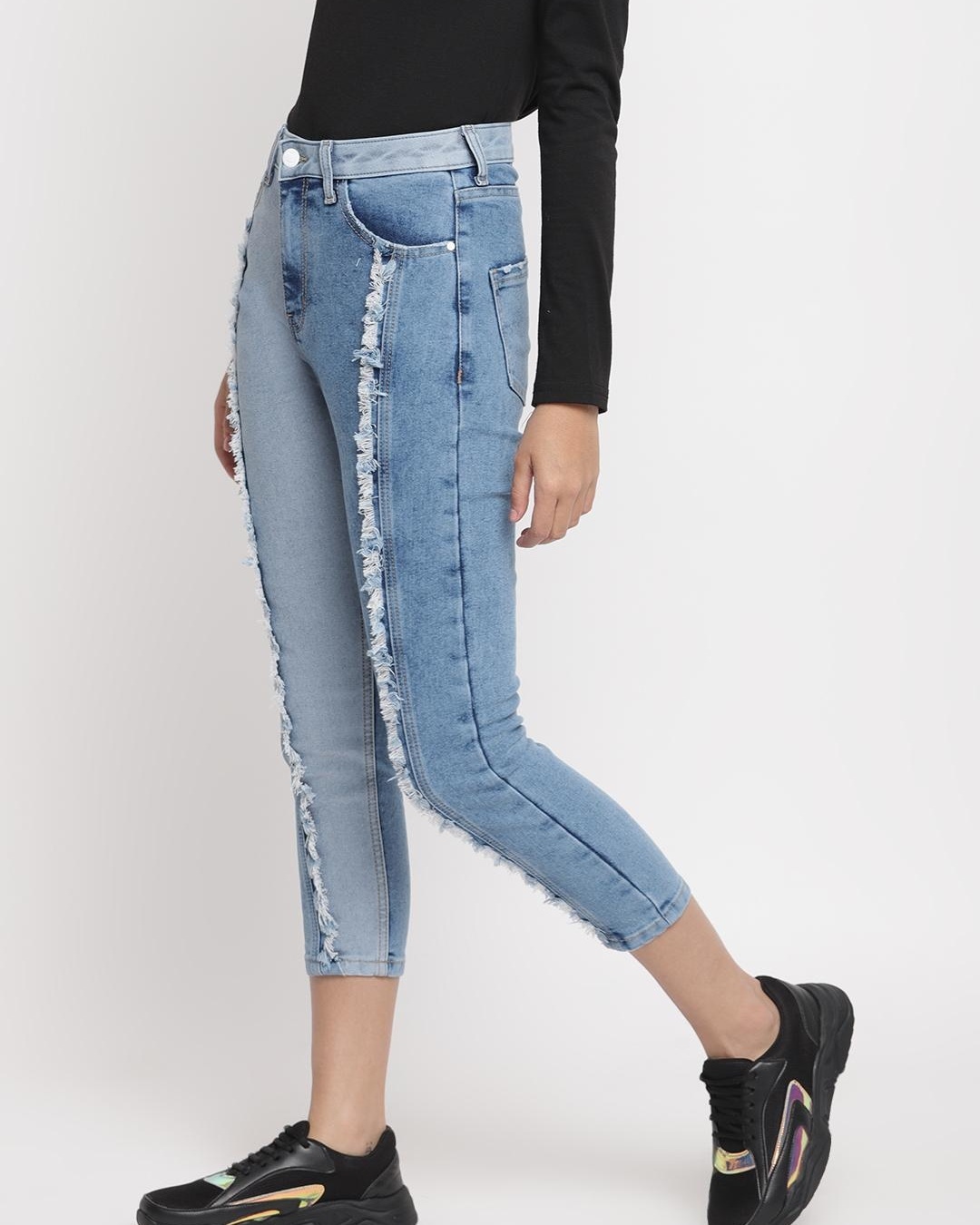 Shop Women's Blue Cut & Sew Slim Fit Jeans-Back