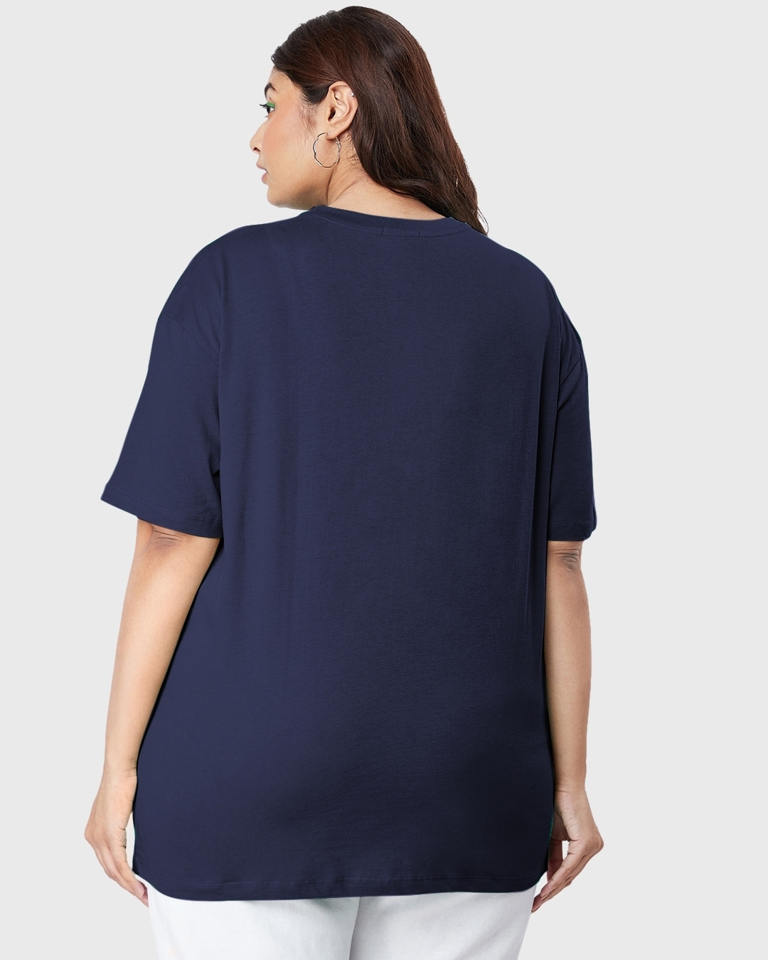 Shop Women's Blue Cute But Crazy Graphic Printed Oversized Plus Size T-shirt-Back