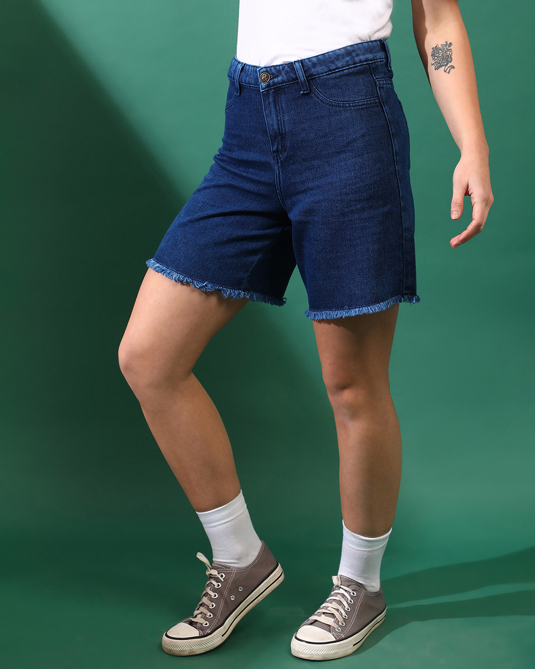 Shop Women's Blue Denim Shorts-Back