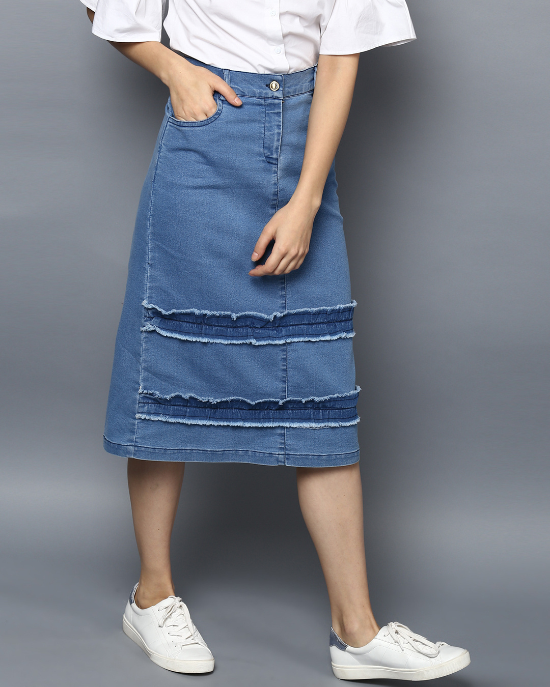 Shop Women's Blue Denim Skirts-Back