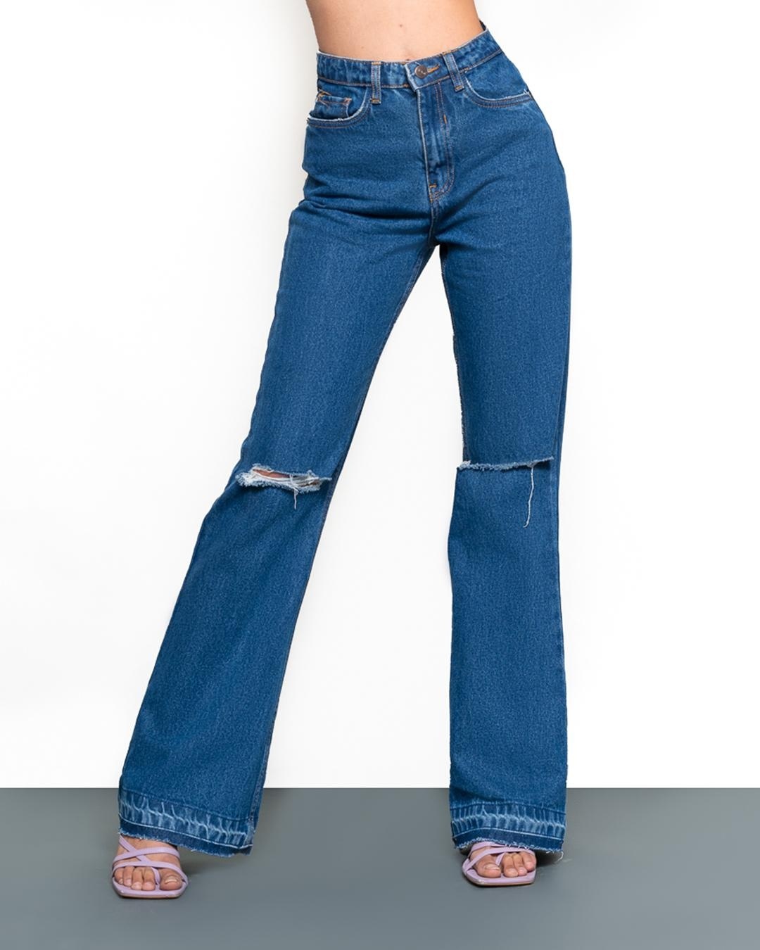 Buy Women's Blue Distressed Bootcut Jeans Online at Bewakoof