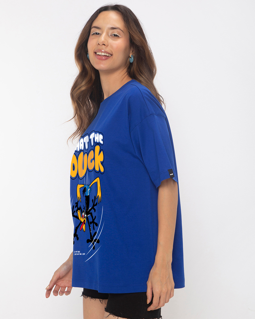 Shop Women's Blue Duck Graphic Printed Oversized T-shirt-Back