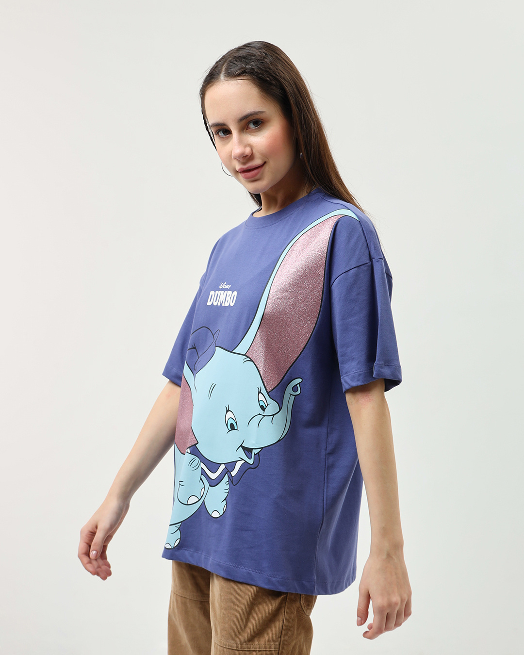 Shop Women's Blue Dumbo Graphic Printed Oversized T-shirt-Back