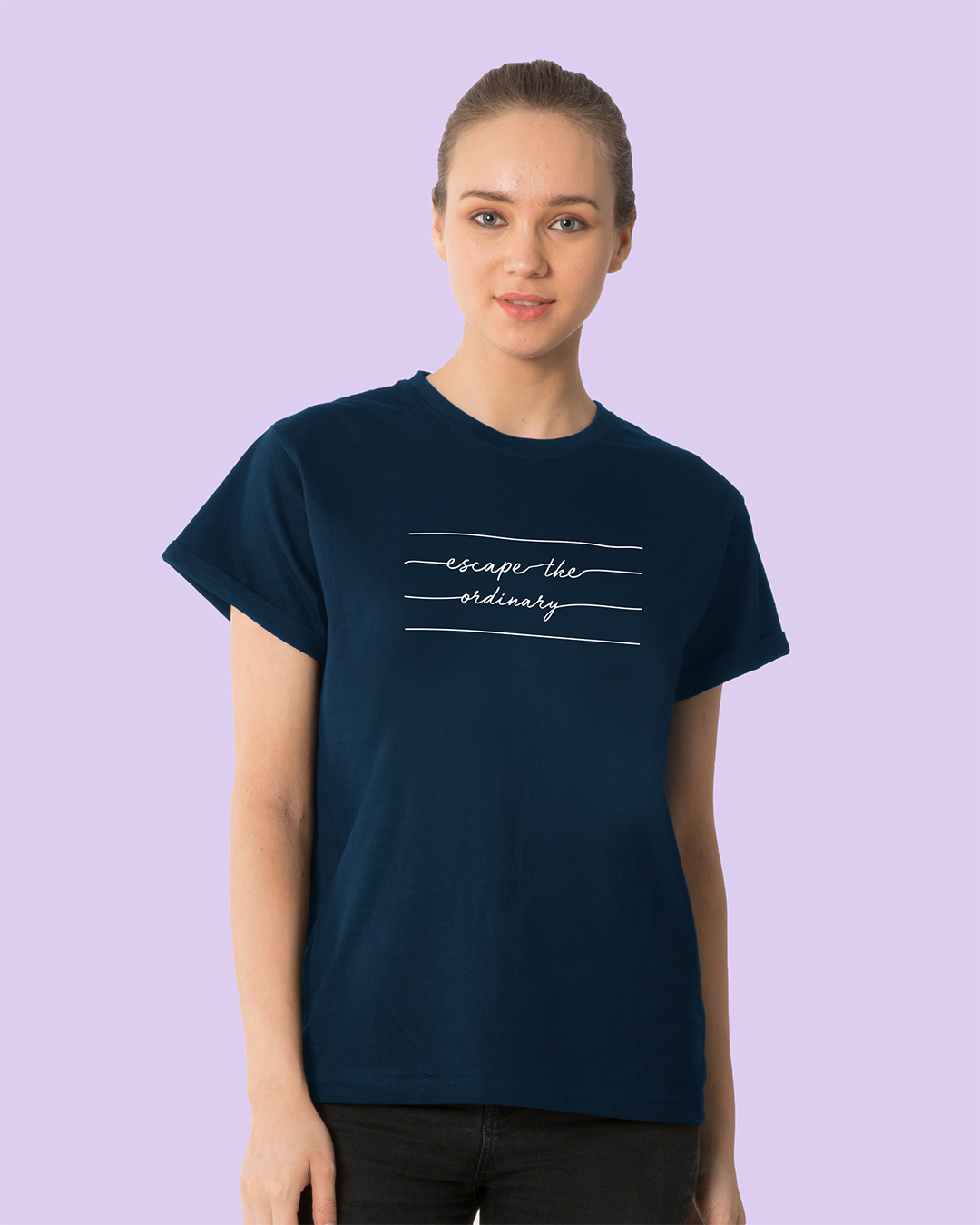 Buy Women's Blue Escape The Ordinary Boyfriend Tshirt Online at Bewakoof