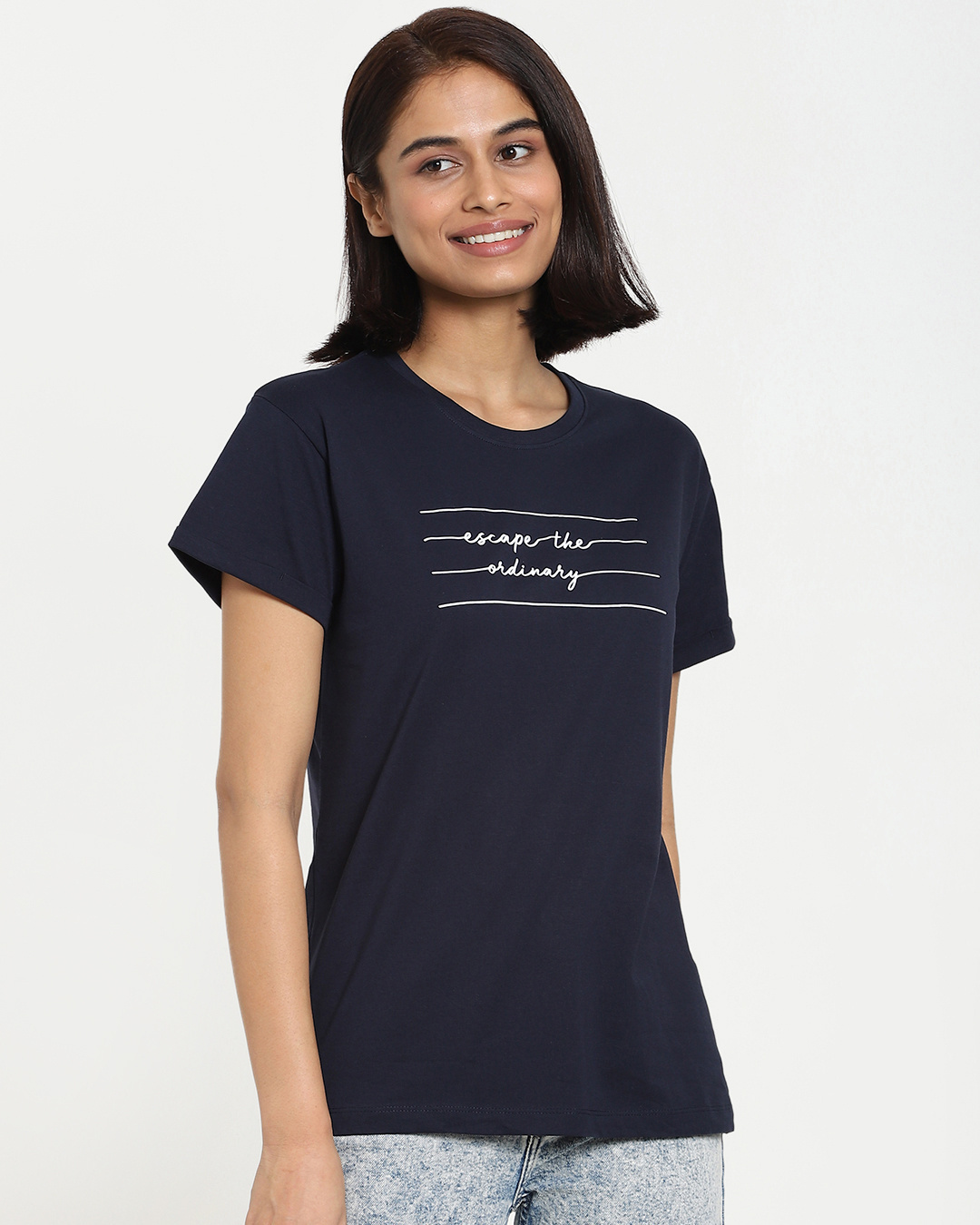 Shop Women's Blue Escape The Ordinary Boyfriend T-shirt-Back