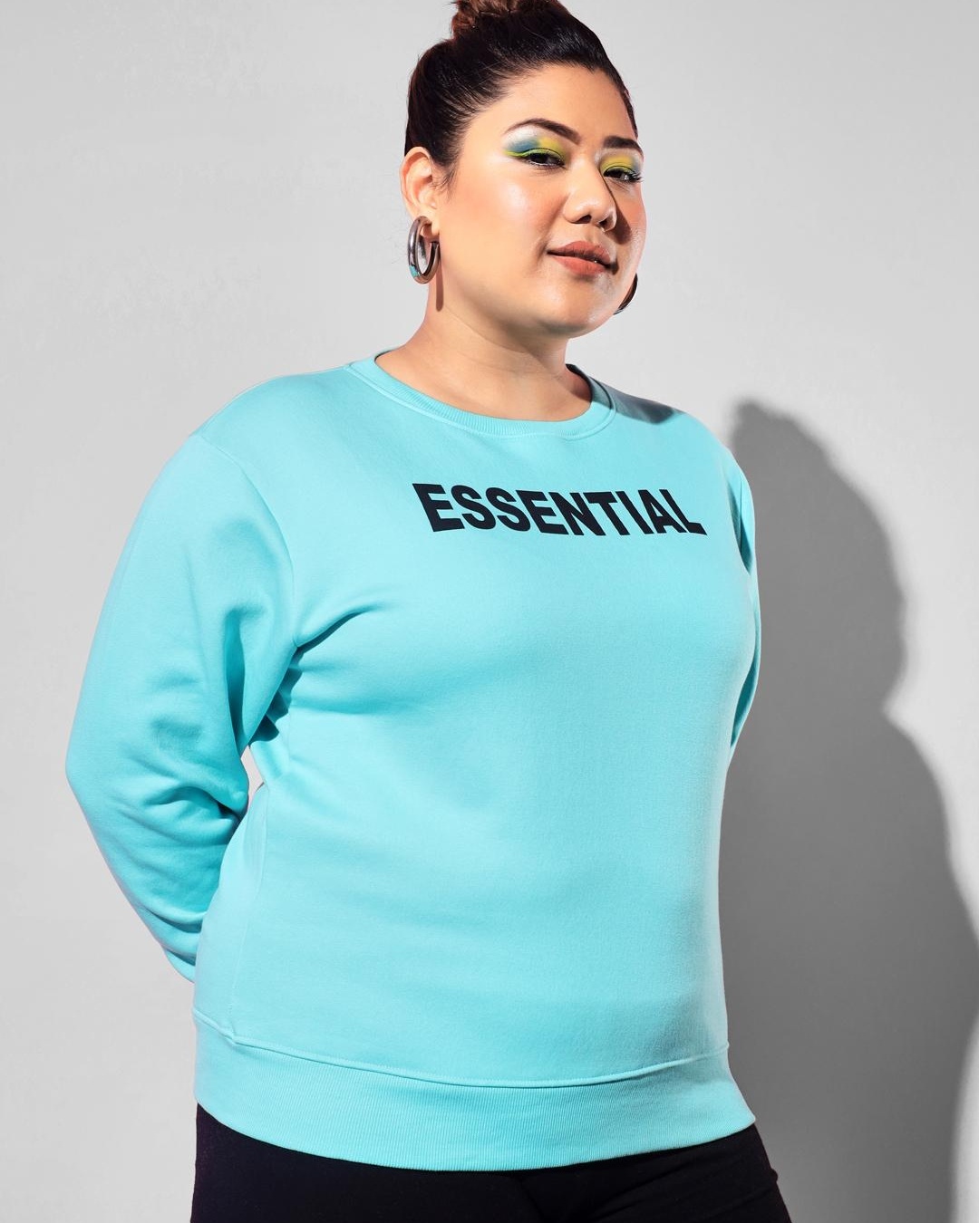 Shop Women's Blue Essential Typography Plus Size Sweatshirt-Back