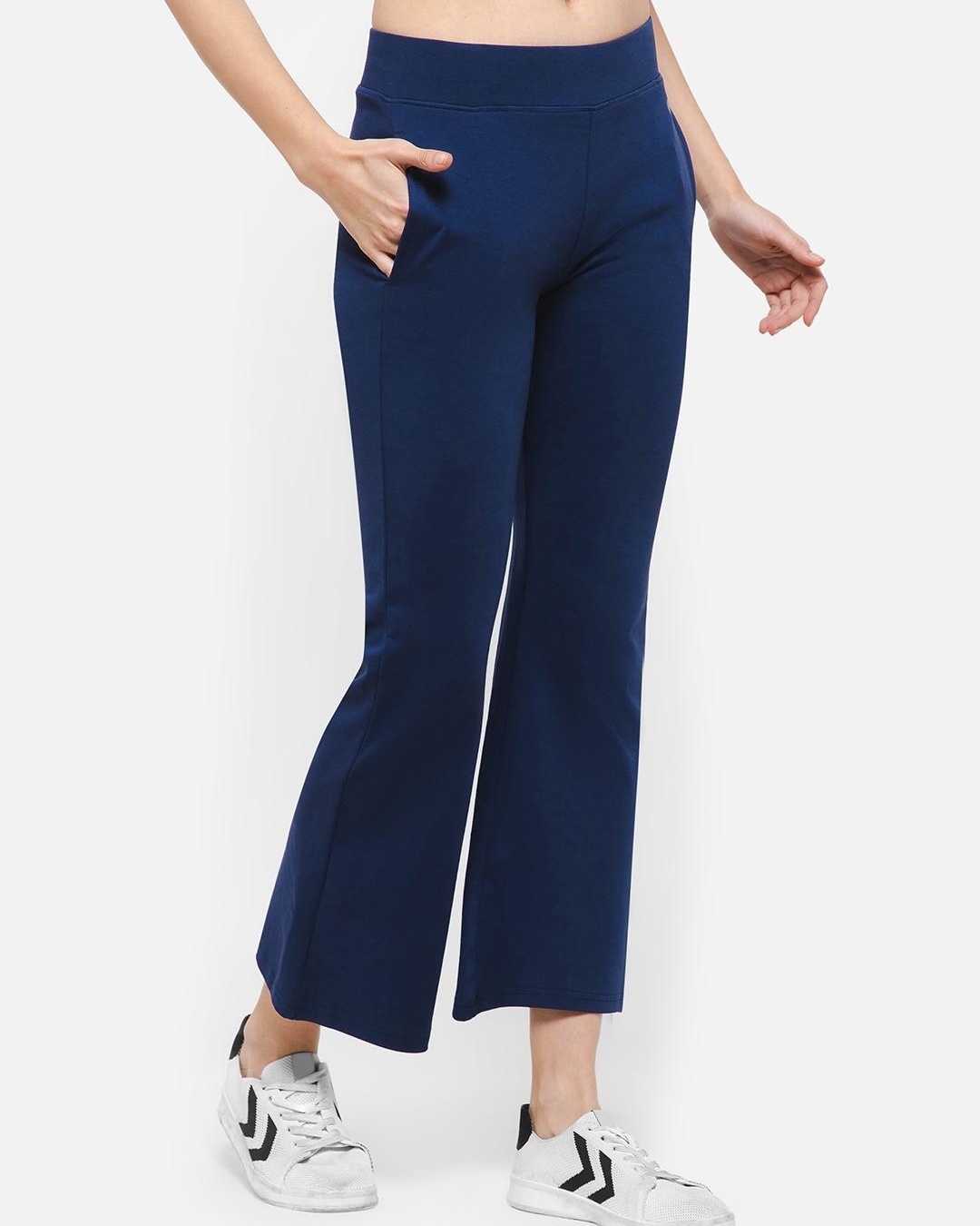 Shop Women's Blue Flared Activewear Casual Pants-Back