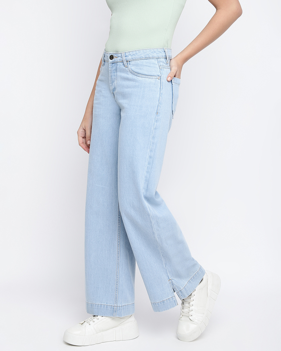 Shop Women's Blue Flared Jeans-Back