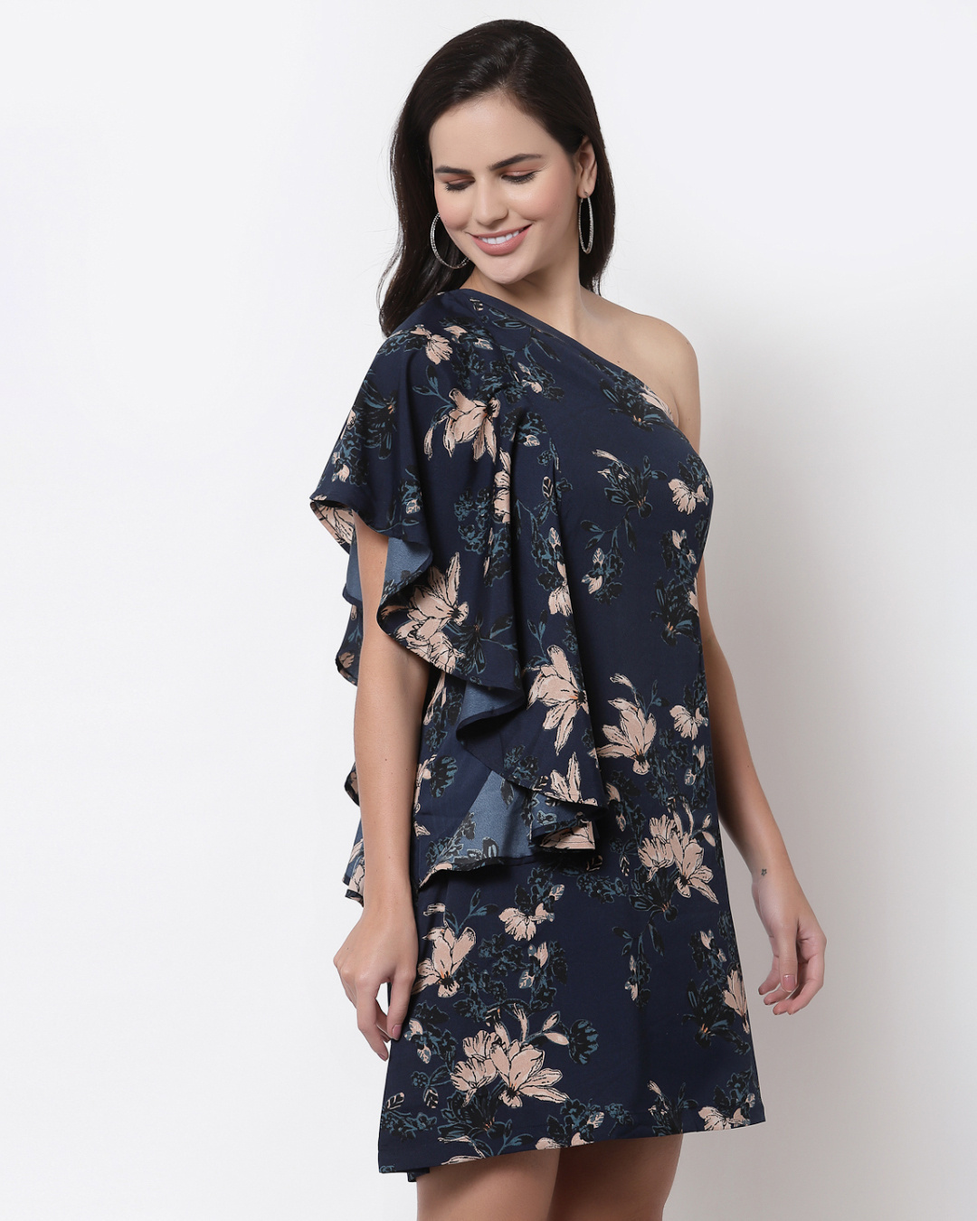Shop Women's Blue Floral Print Dress-Back