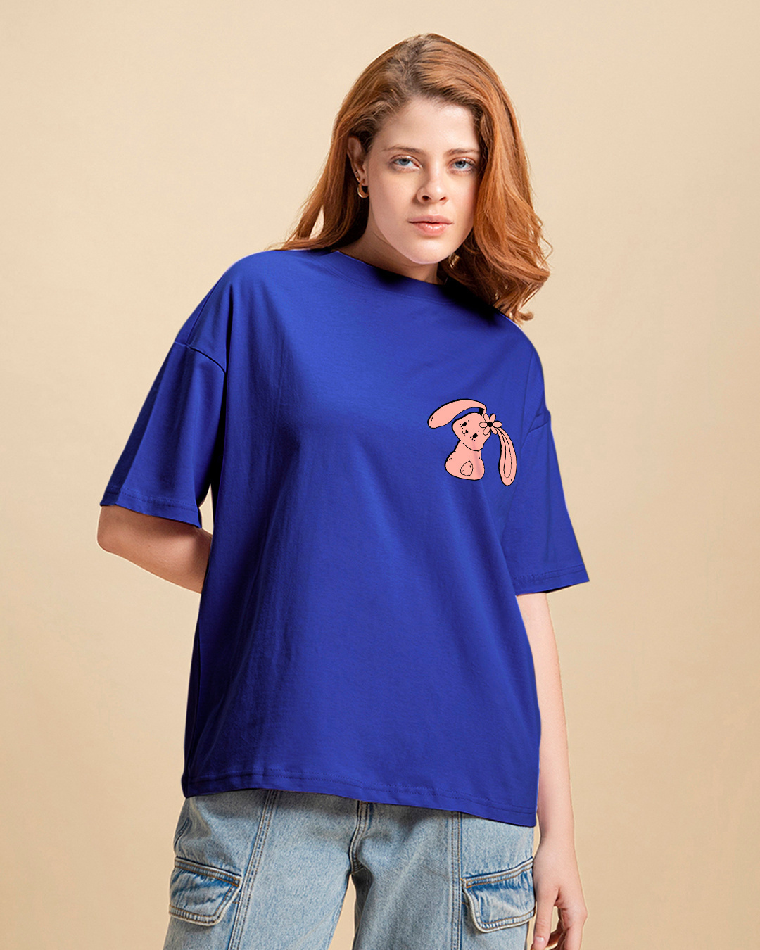 Shop Women's Blue Follow Your Heart Graphic Printed Oversized T-shirt-Back