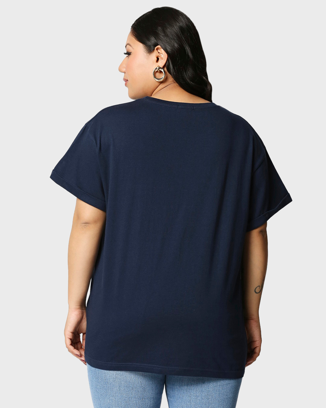Shop Women's Blue Gamer Garfield Graphic Printed Plus Size Boyfriend T-shirt-Back