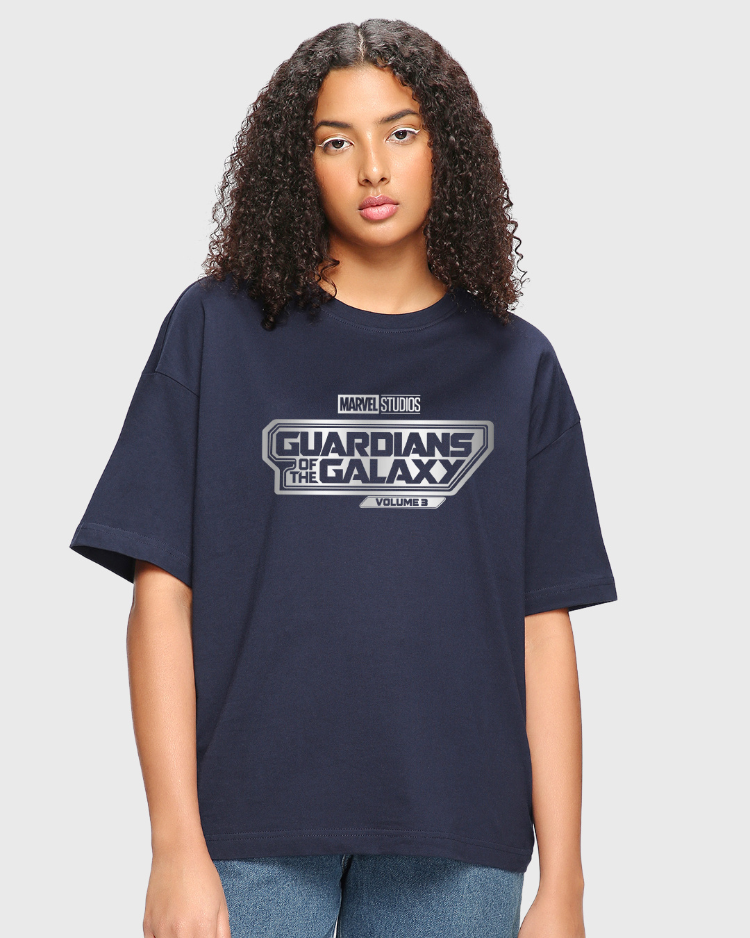 Shop Women's Blue GOTG Logo Graphic Printed Oversized T-shirt-Back