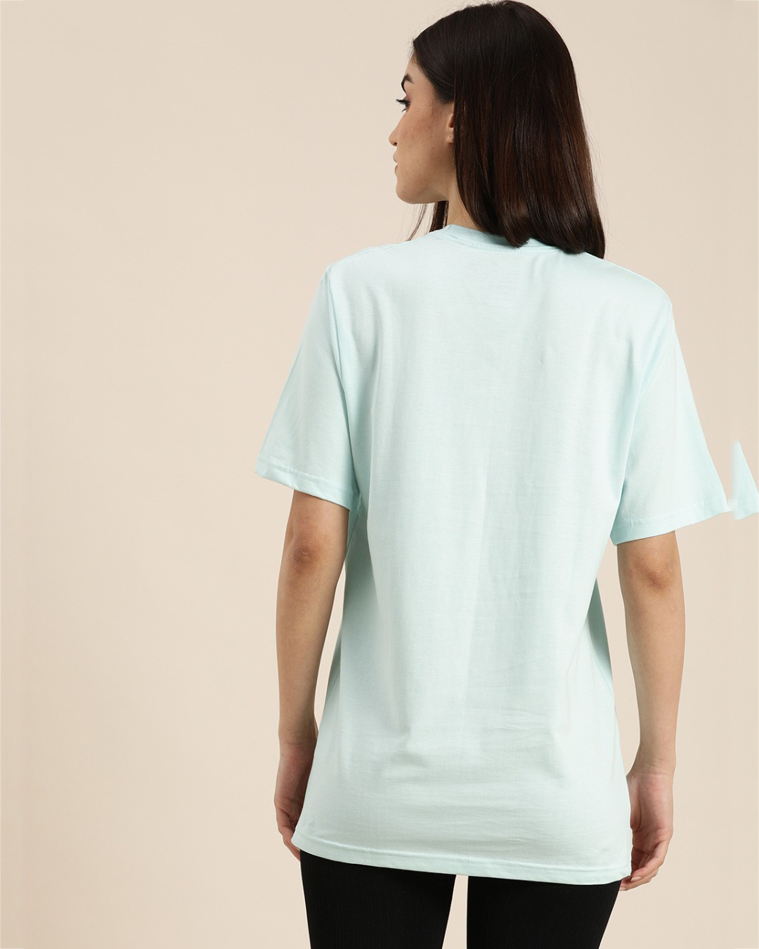 Shop Women's Blue Graphic Print Oversized T-shirt-Back