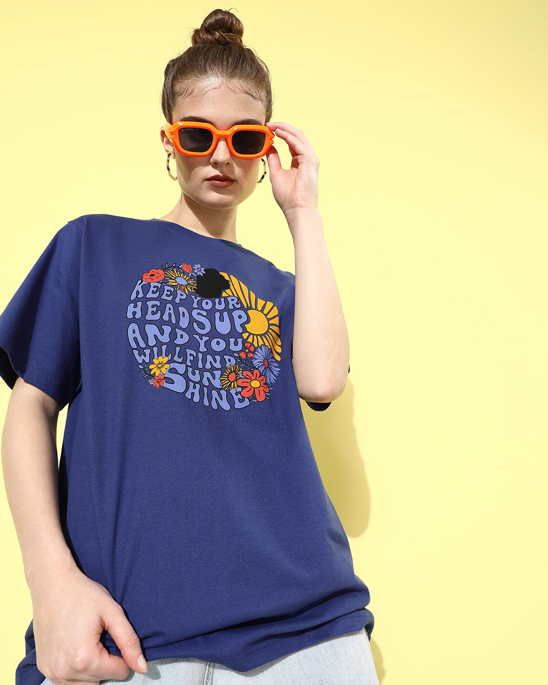 Buy Womens Blue Graphic Printed Oversized T Shirt Online At Bewakoof 5370