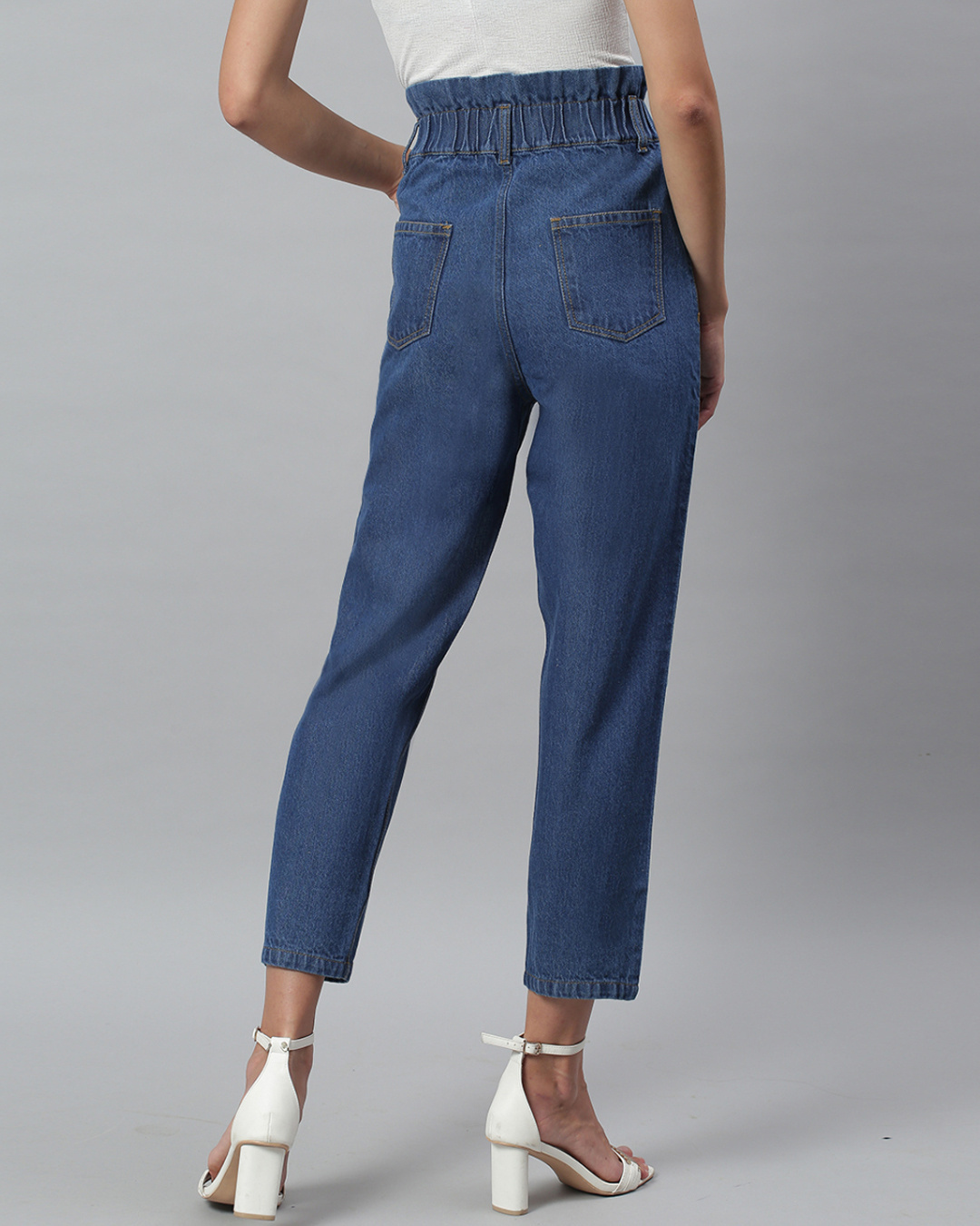 Shop Women's Blue High Rise Boyfriend Fit Jeans-Back