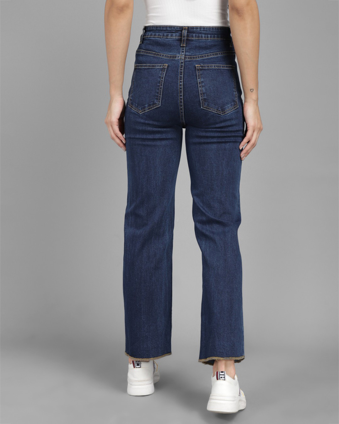 Shop Women's Blue High Rise Flared Jeans-Back