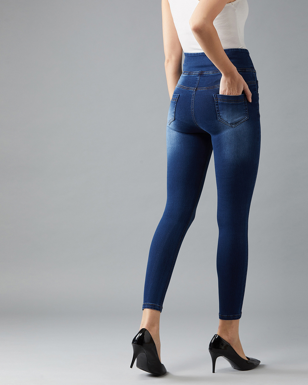 Shop Women's Blue High Rise Super Skinny Fit Jeans-Back