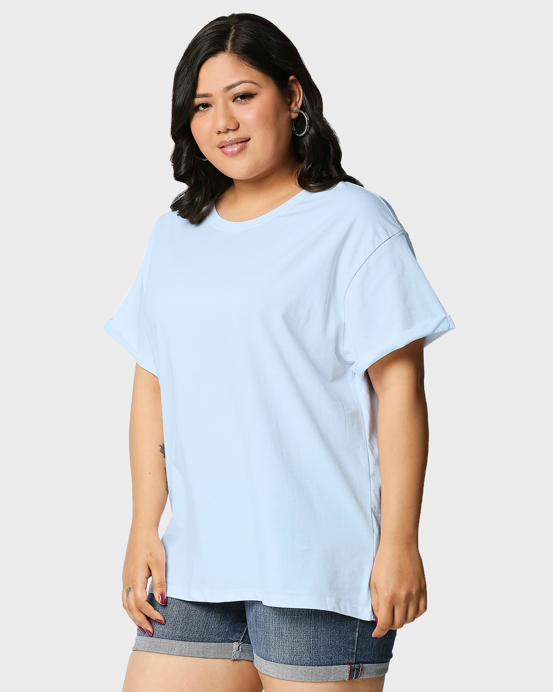 Shop Women's Blue Ice Water Plus Size Boyfriend T-shirt-Back