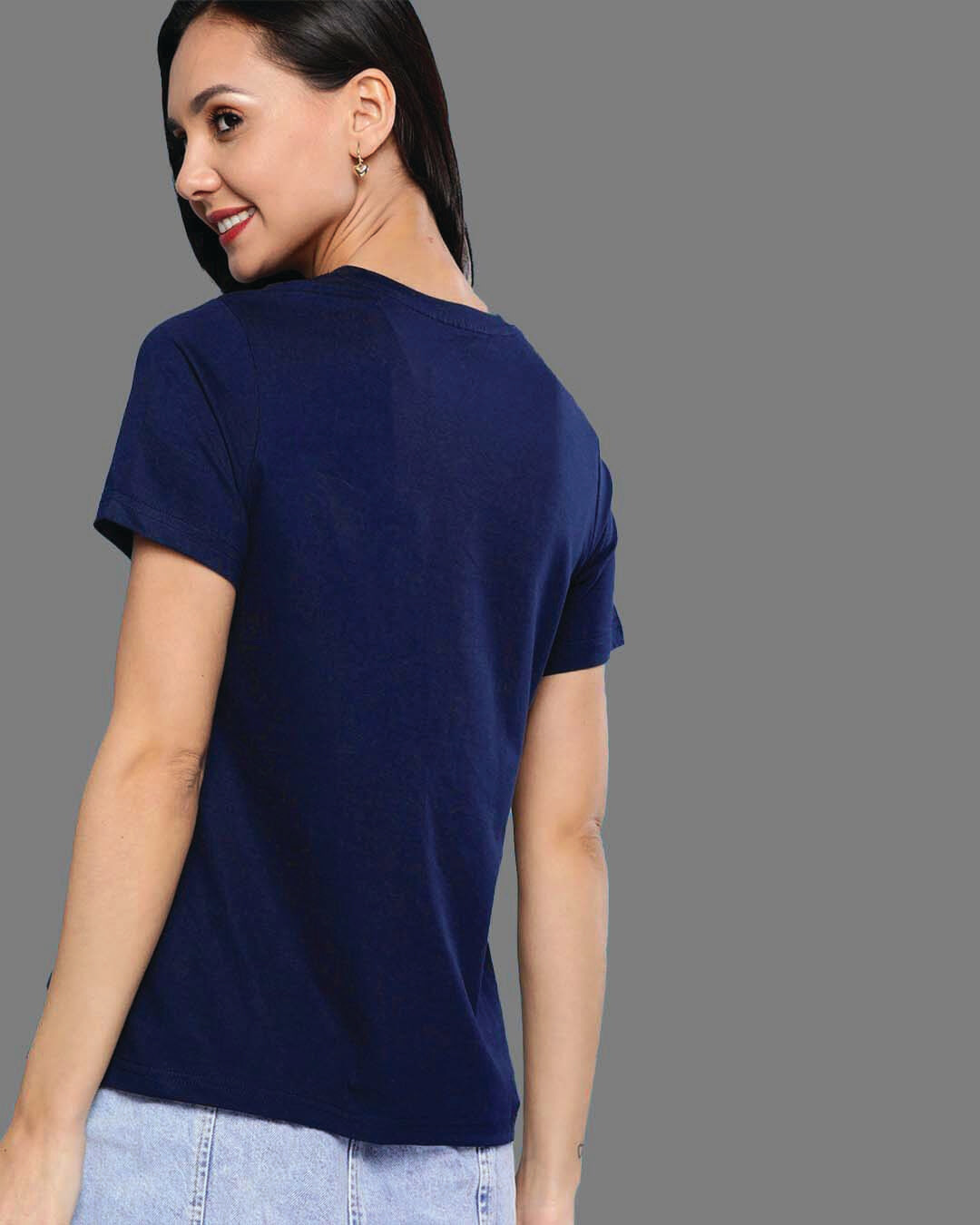 Shop Women's Blue IDGAF Printed  Premium Cotton T-shirt-Back