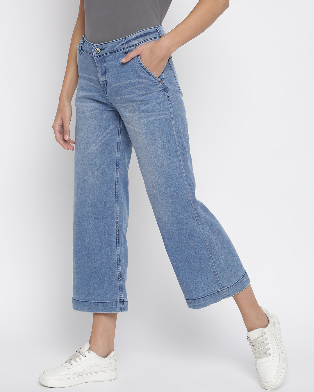 Shop Women's Blue Wide Leg Jeans-Back