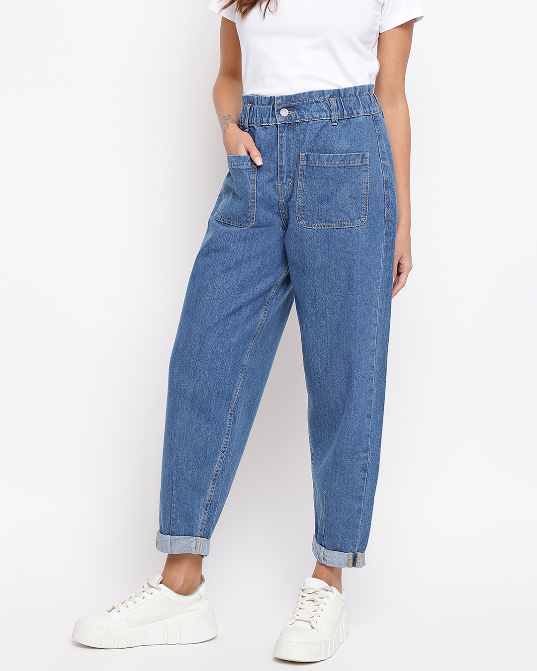 Shop Women's Blue Relaxed Fit Jeans-Back