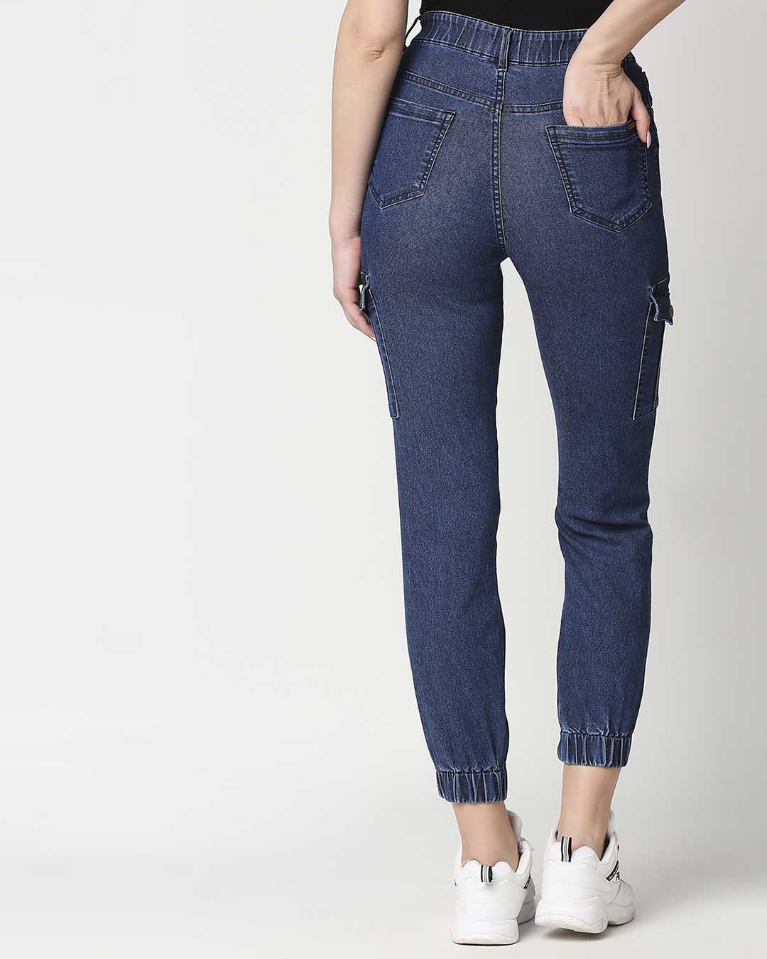 Shop Women's Blue Jogger Jeans-Back