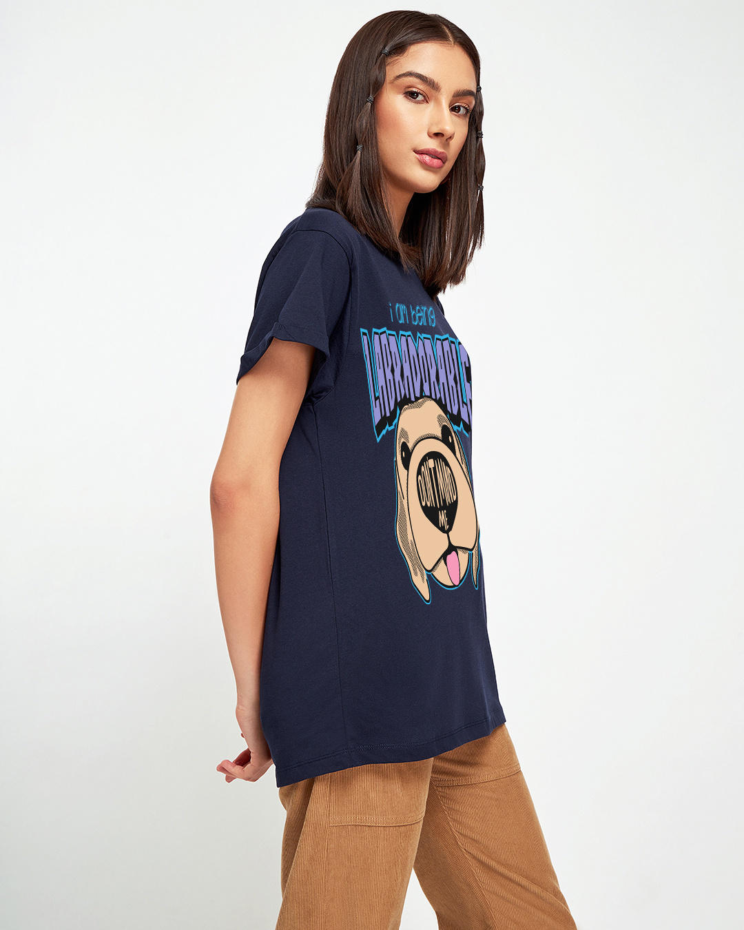 Shop Women's Blue Labradorable Graphic Printed Boyfriend T-shirt-Back