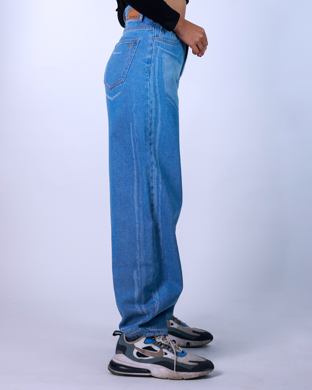 Shop Women's Blue Laser Rush Baggy Oversized Jeans-Back